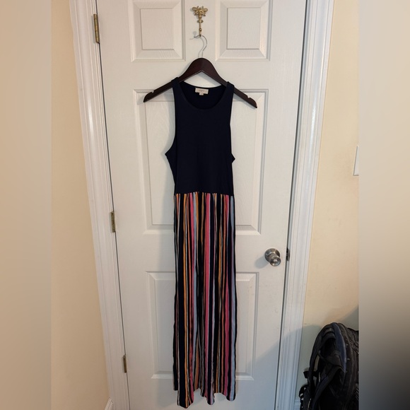 Loft Maxi Dress Size Medium Striped Blue Pink - Picture 1 of 4